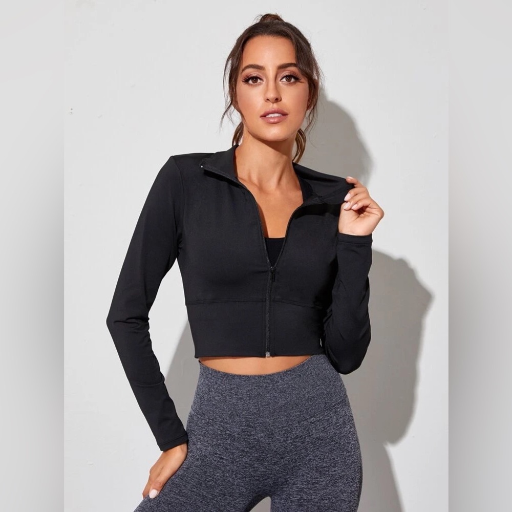 Zip up solid sports jacket